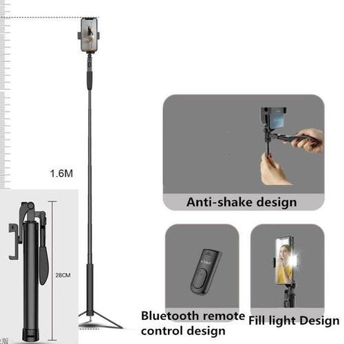 (1600mm)Bluetooth Remote Control Gimbal Stabilize Selfie Stick With LED Light Video Record Tripod For IPhone&Andriod Live Broadcast IRO