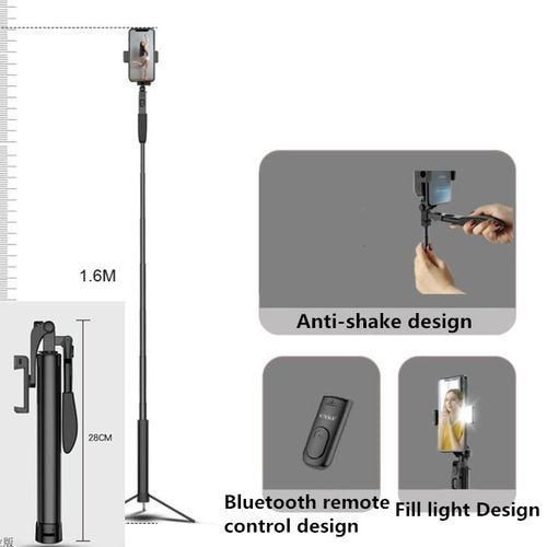 (1600mm)Bluetooth Remote Control Gimbal Stabilize Selfie Stick With LED Light Video Record Tripod For IPhone&Andriod Live Broadcast GRE